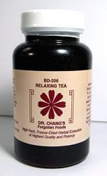 Chinese Herbal Formula Relaxing Combination from Dr. Chang Forgotten Foods contains Atractlydoes, Poria, Tang Kuei, Morus, Makino, Gambir, Bupleurum, Licorice, Pinellia, Citrus